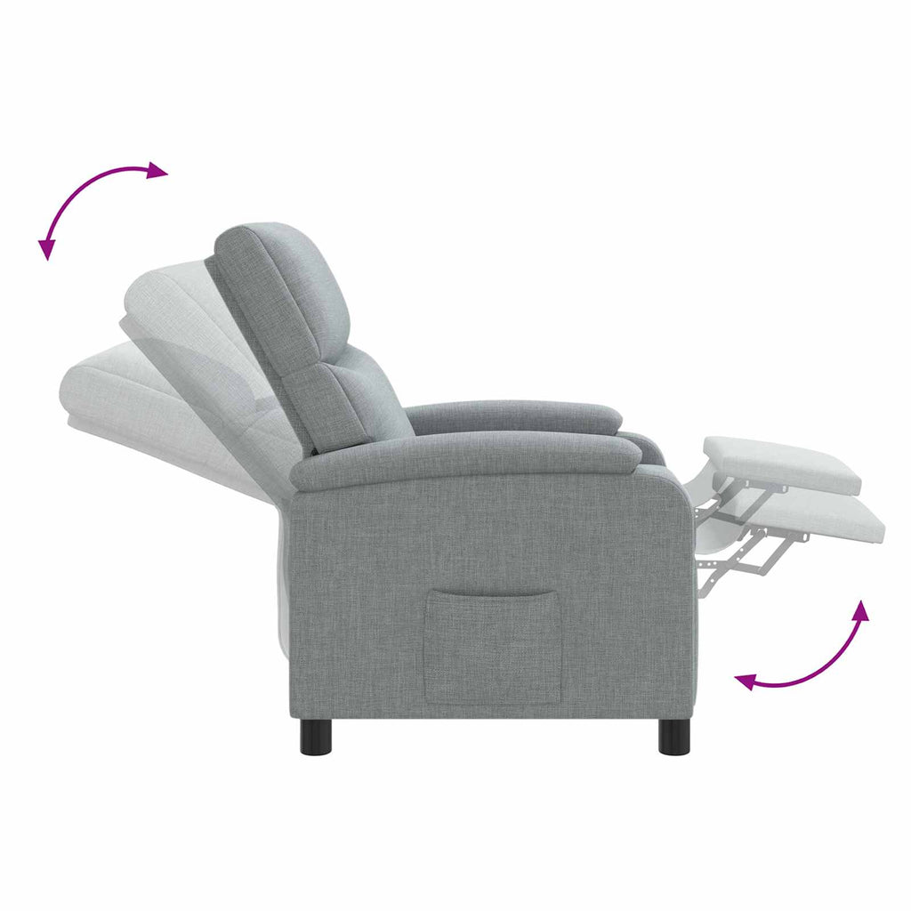 vidaXL Fotel recliner jasnoszary tkanina