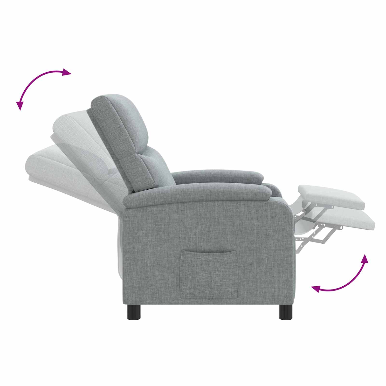 vidaXL Fotel recliner jasnoszary tkanina