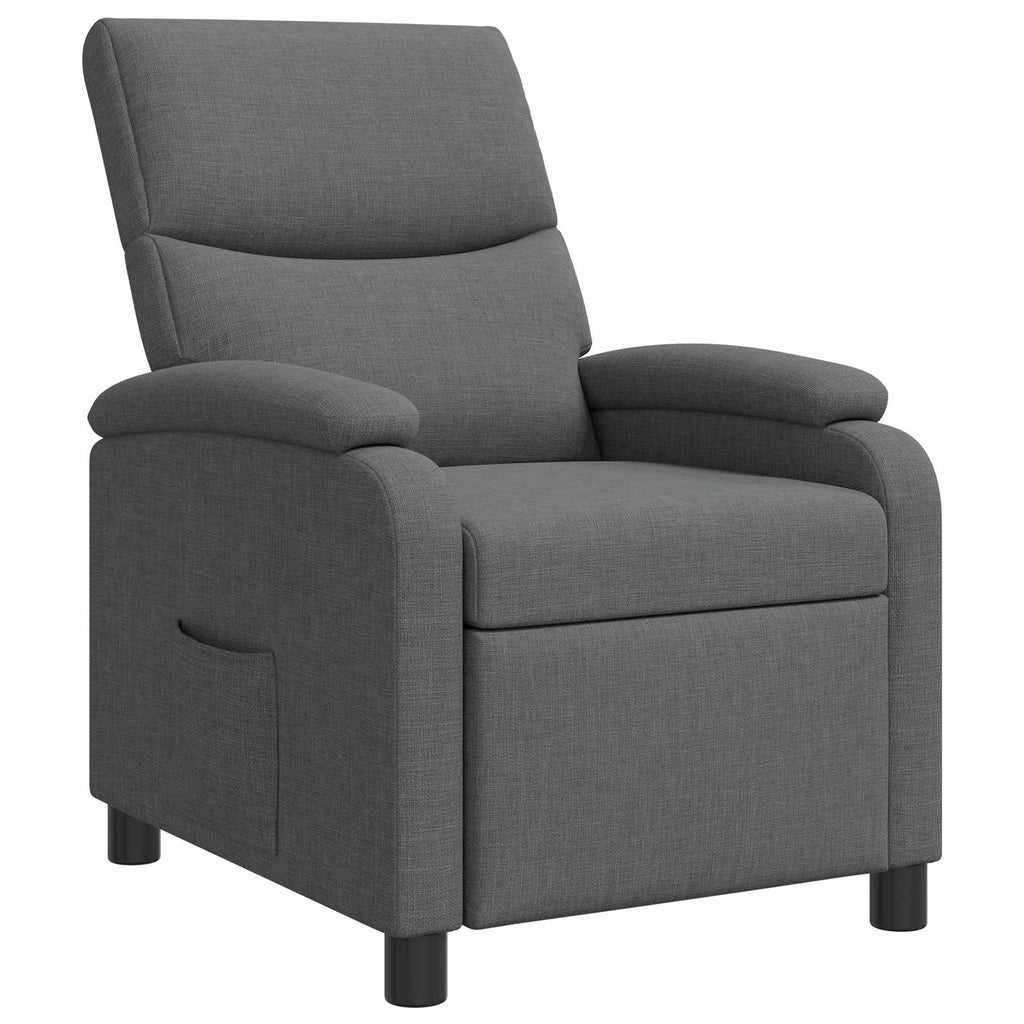 vidaXL Fotel recliner ciemnoszary tkanina