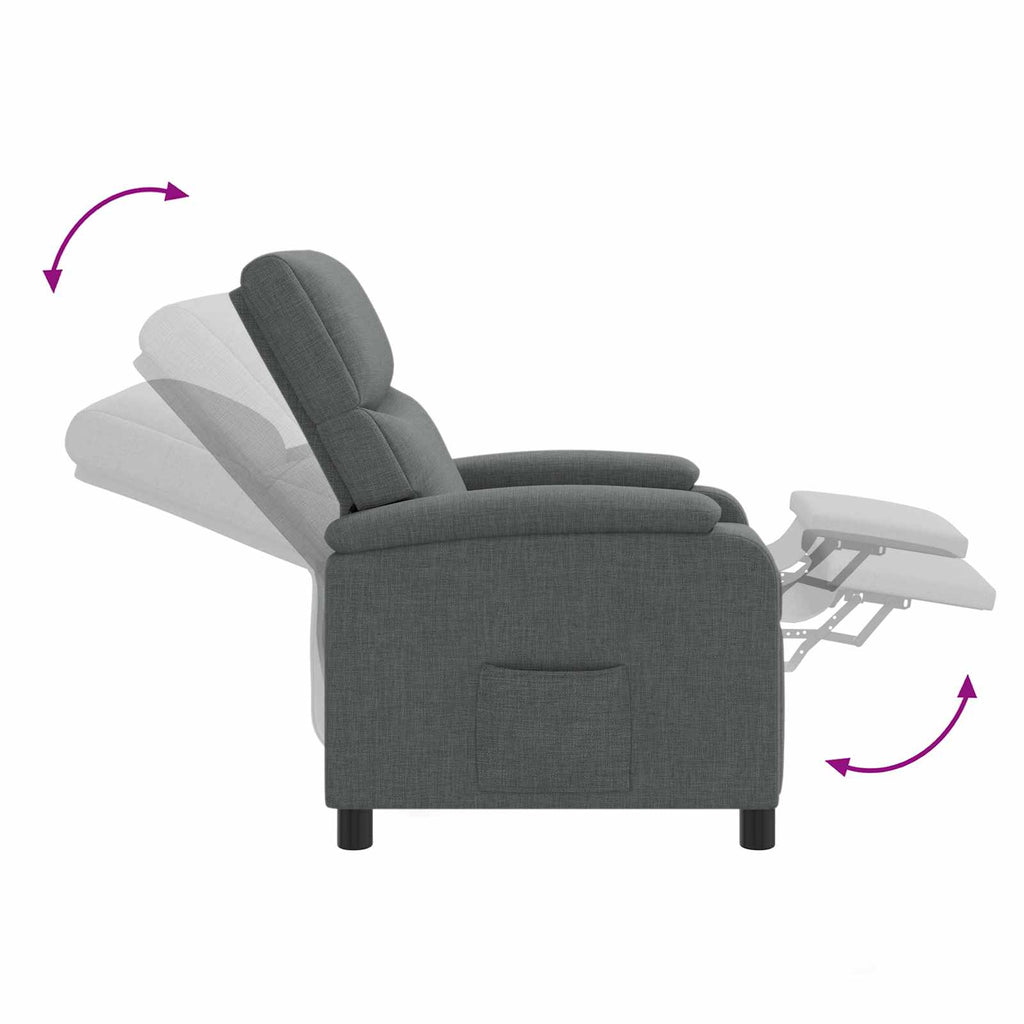 vidaXL Fotel recliner ciemnoszary tkanina