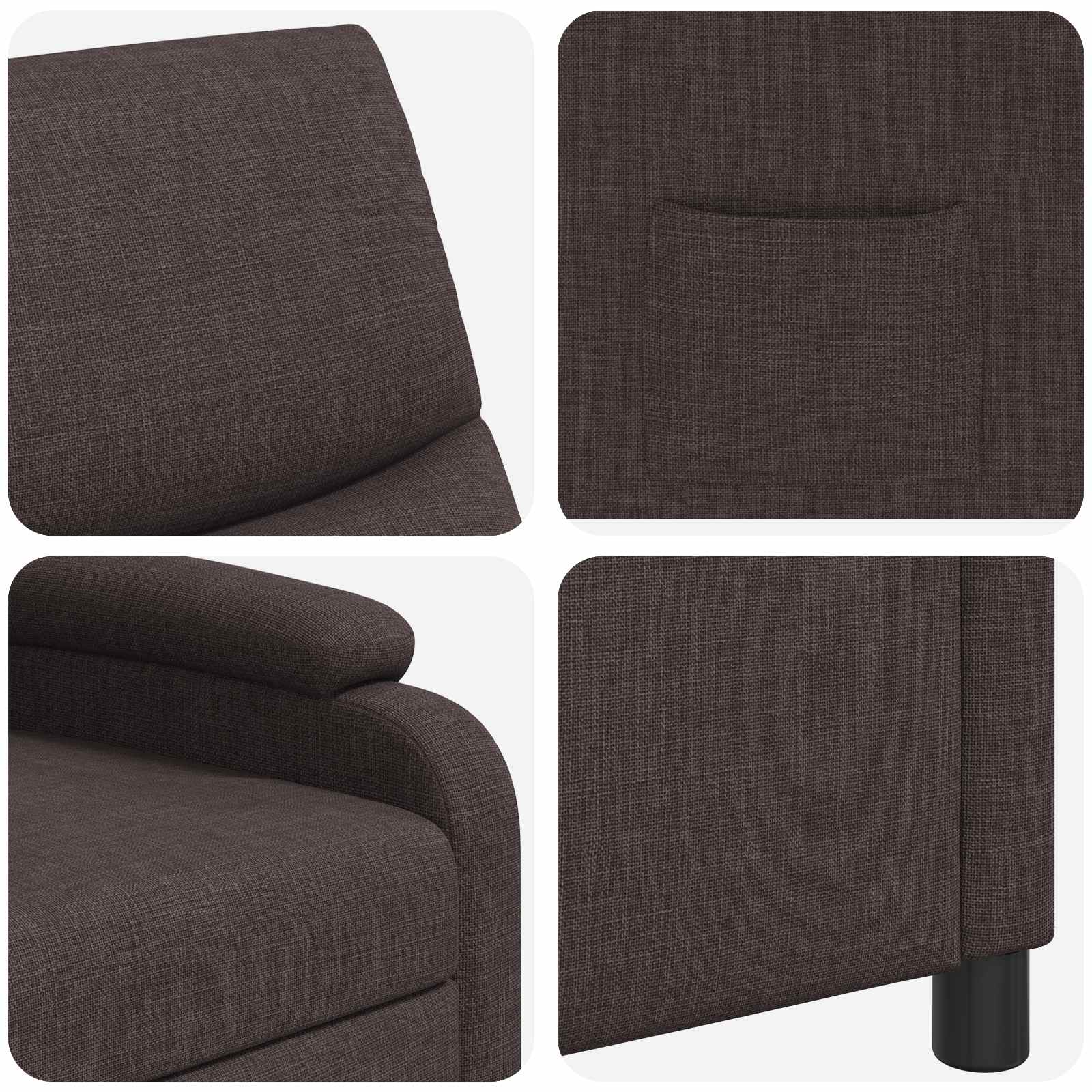vidaXL Fotel recliner Ciemny brąz tkanina