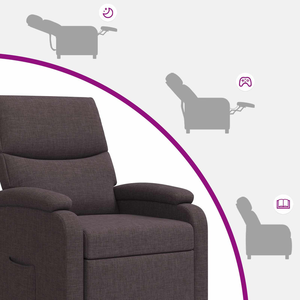 vidaXL Fotel recliner Ciemny brąz tkanina