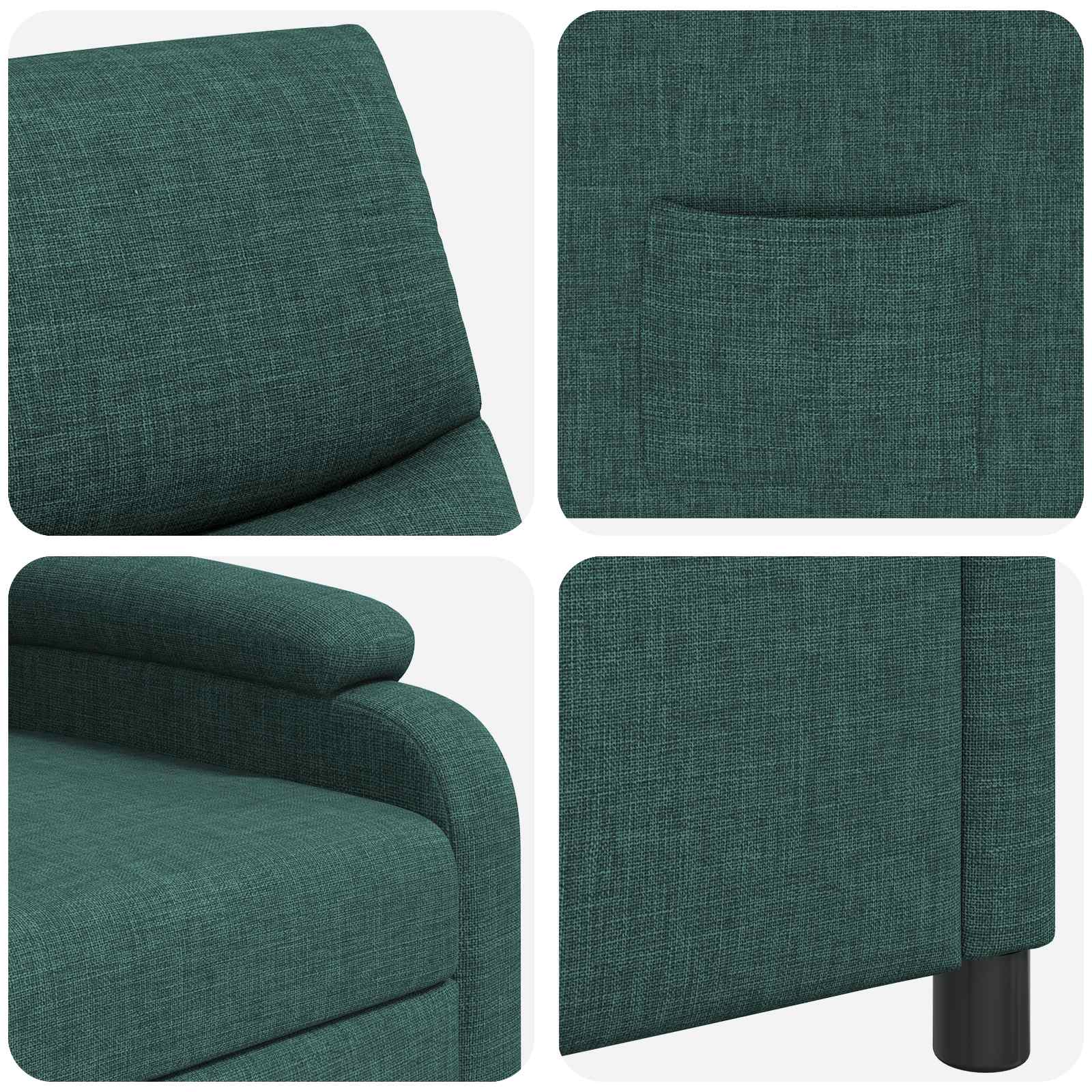 vidaXL Fotel recliner Ciemnozielony tkanina