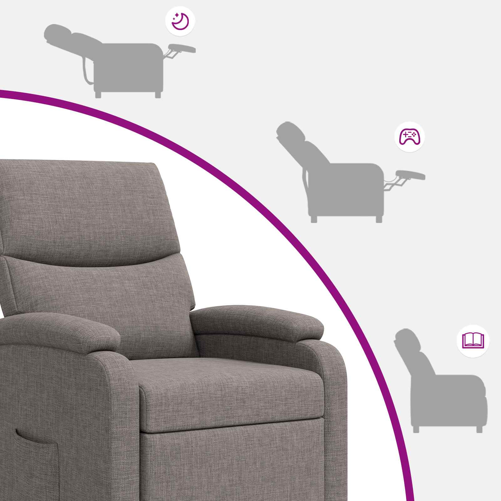 vidaXL Fotel recliner Ciemnoszary tkanina