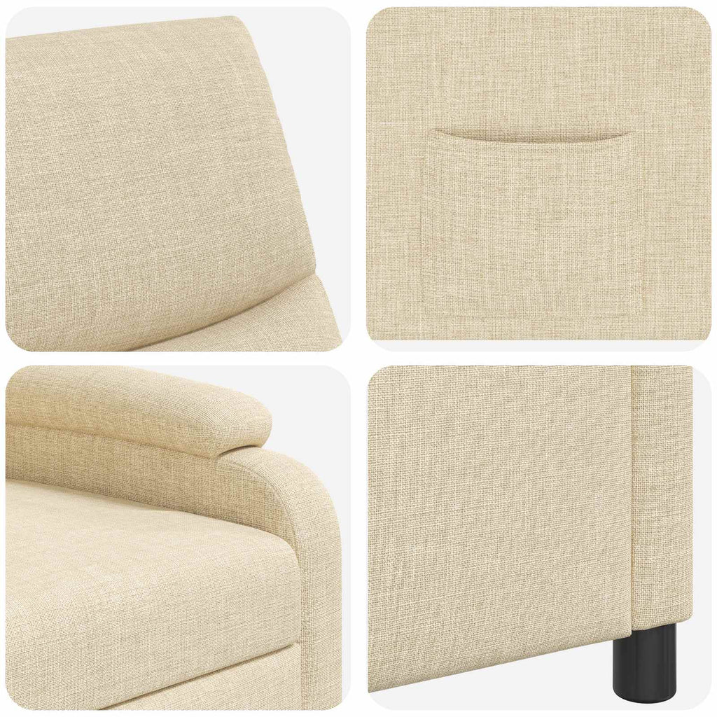 vidaXL Fotel recliner kremowy tkanina