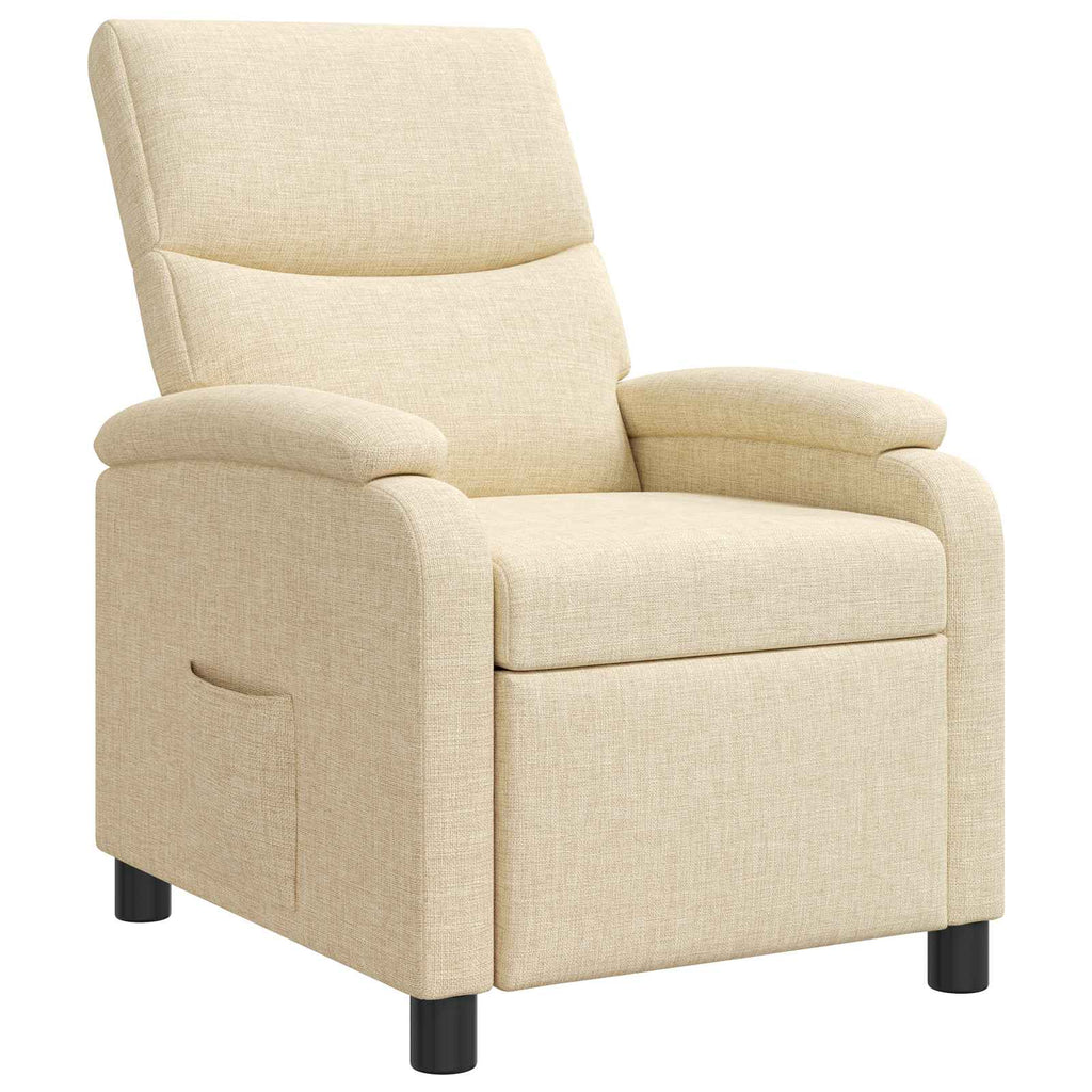 vidaXL Fotel recliner kremowy tkanina