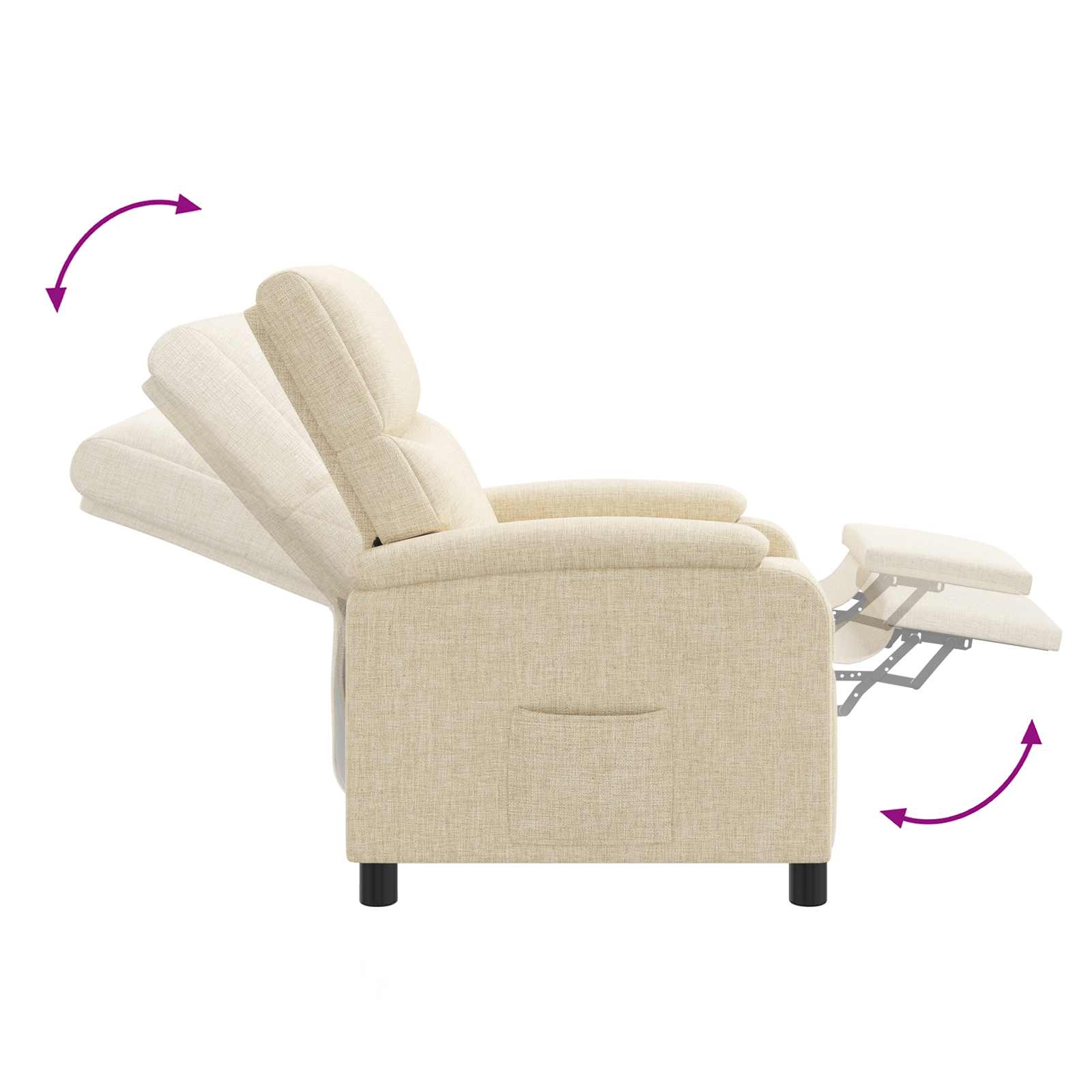 vidaXL Fotel recliner kremowy tkanina