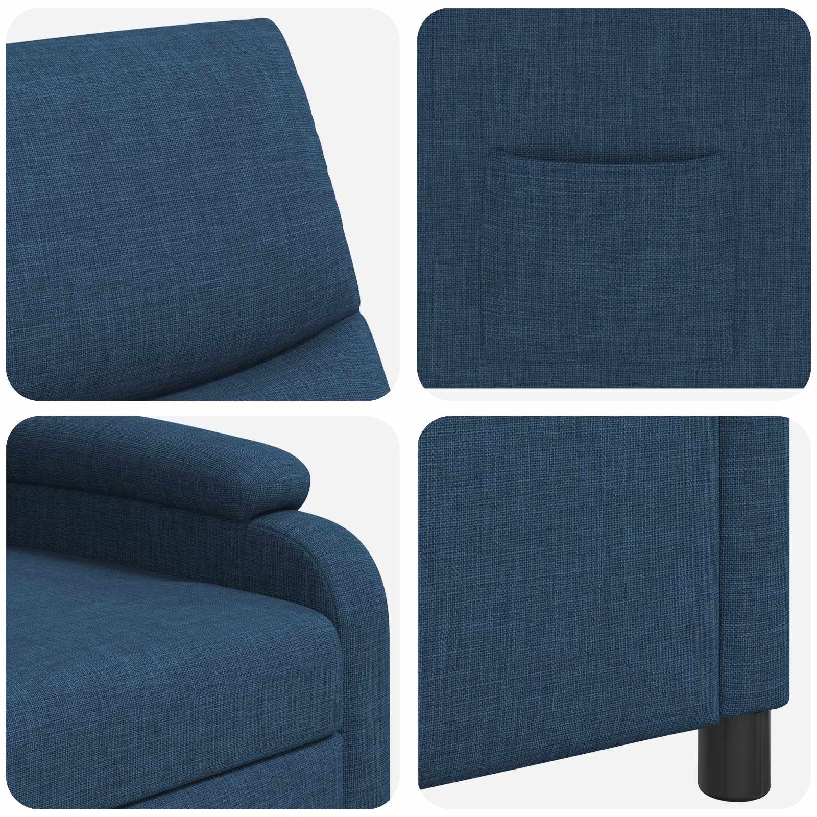 vidaXL Fotel recliner niebieski tkanina