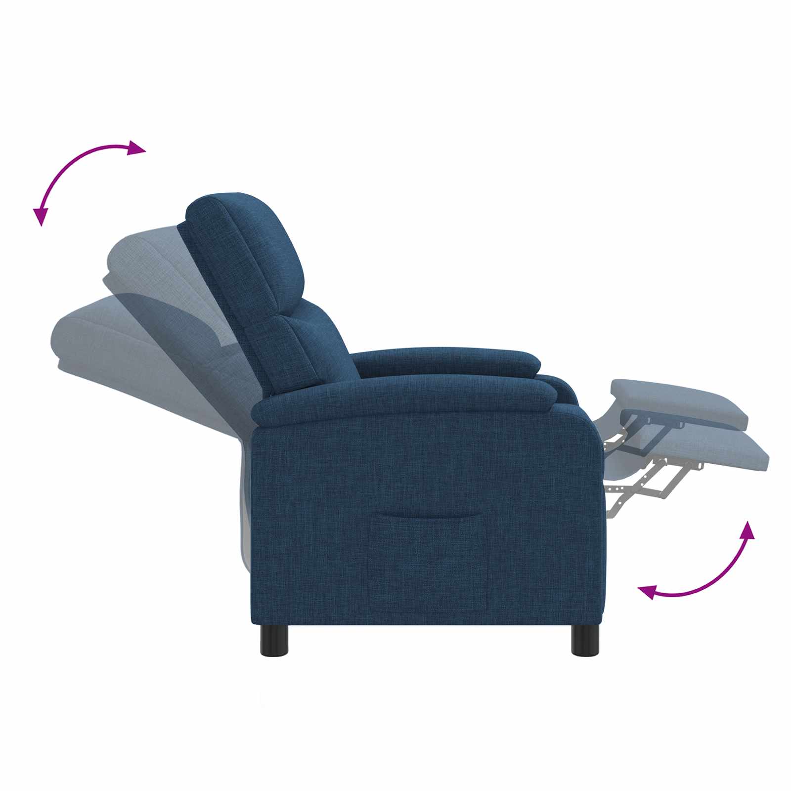 vidaXL Fotel recliner niebieski tkanina