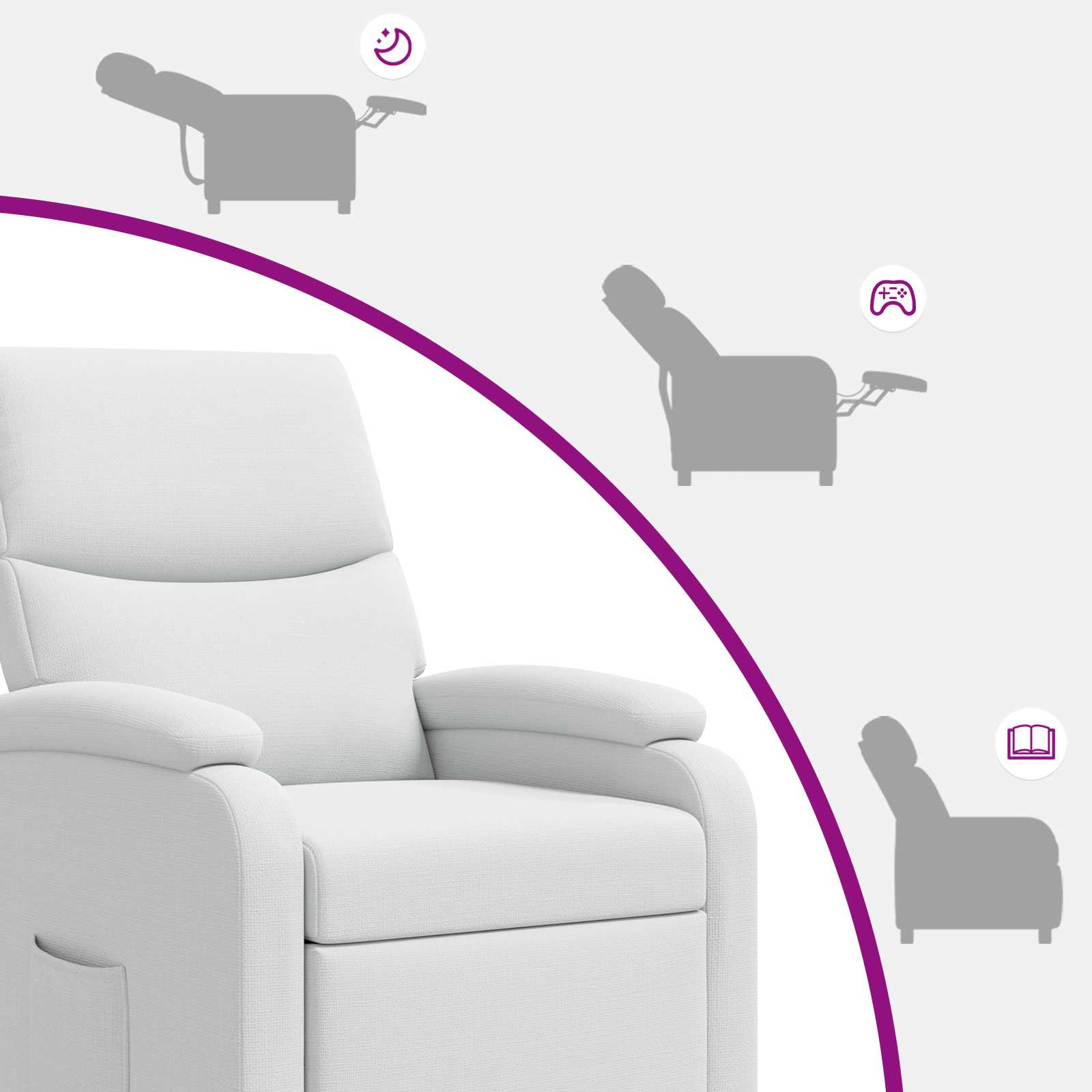 vidaXL Fotel recliner Biały tkanina