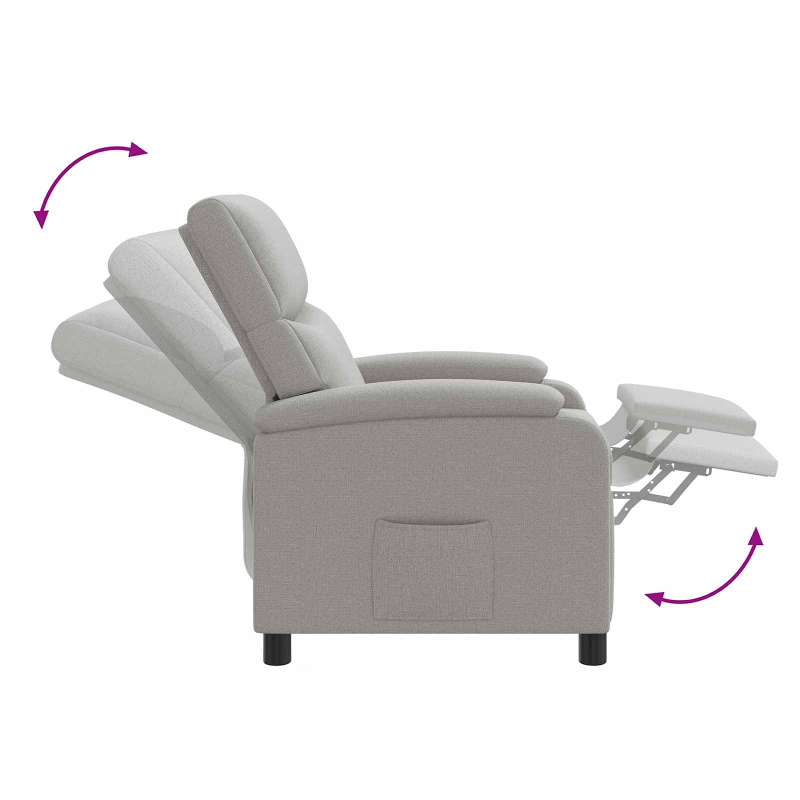 vidaXL Fotel recliner Szary chmur tkanina