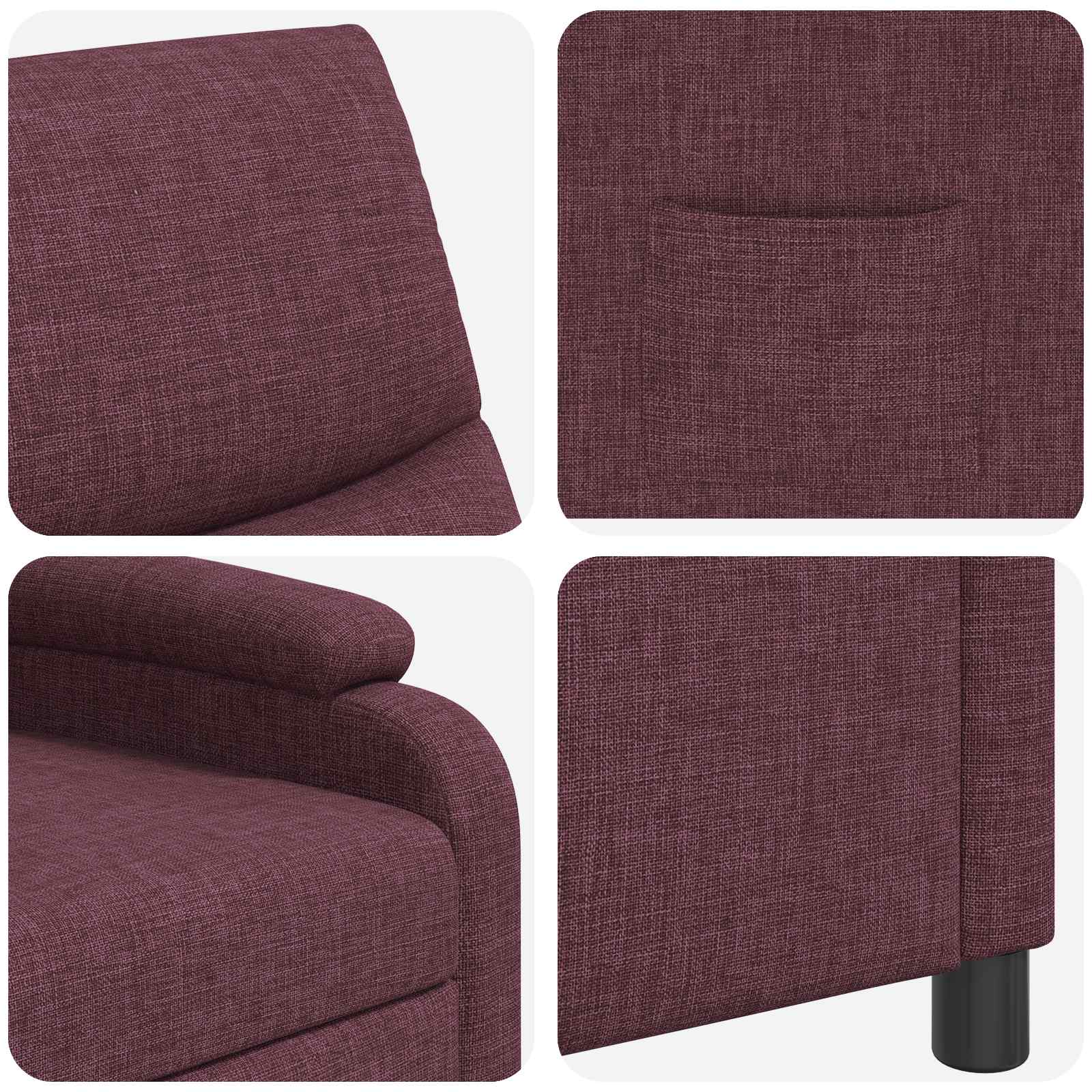 vidaXL Fotel recliner Fioletowy tkanina