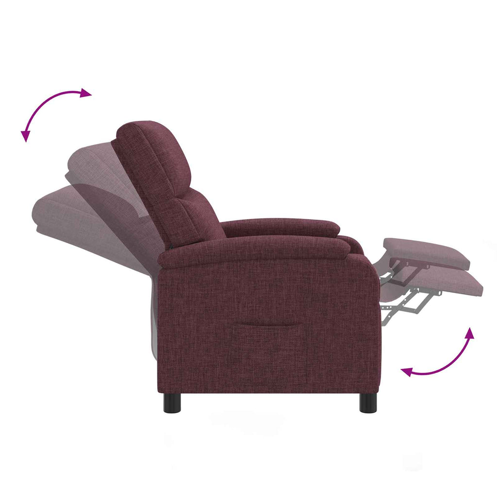 vidaXL Fotel recliner Fioletowy tkanina