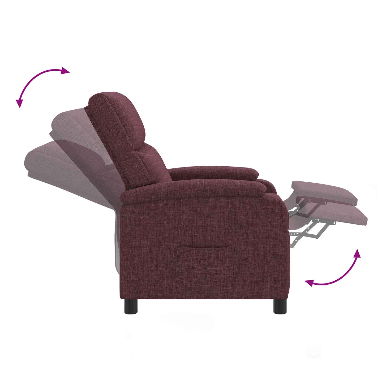 vidaXL Fotel recliner Fioletowy tkanina