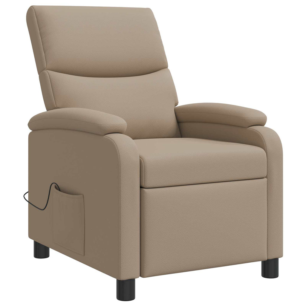 vidaXL Fotel masujący Cappuccino Ekoskóra
