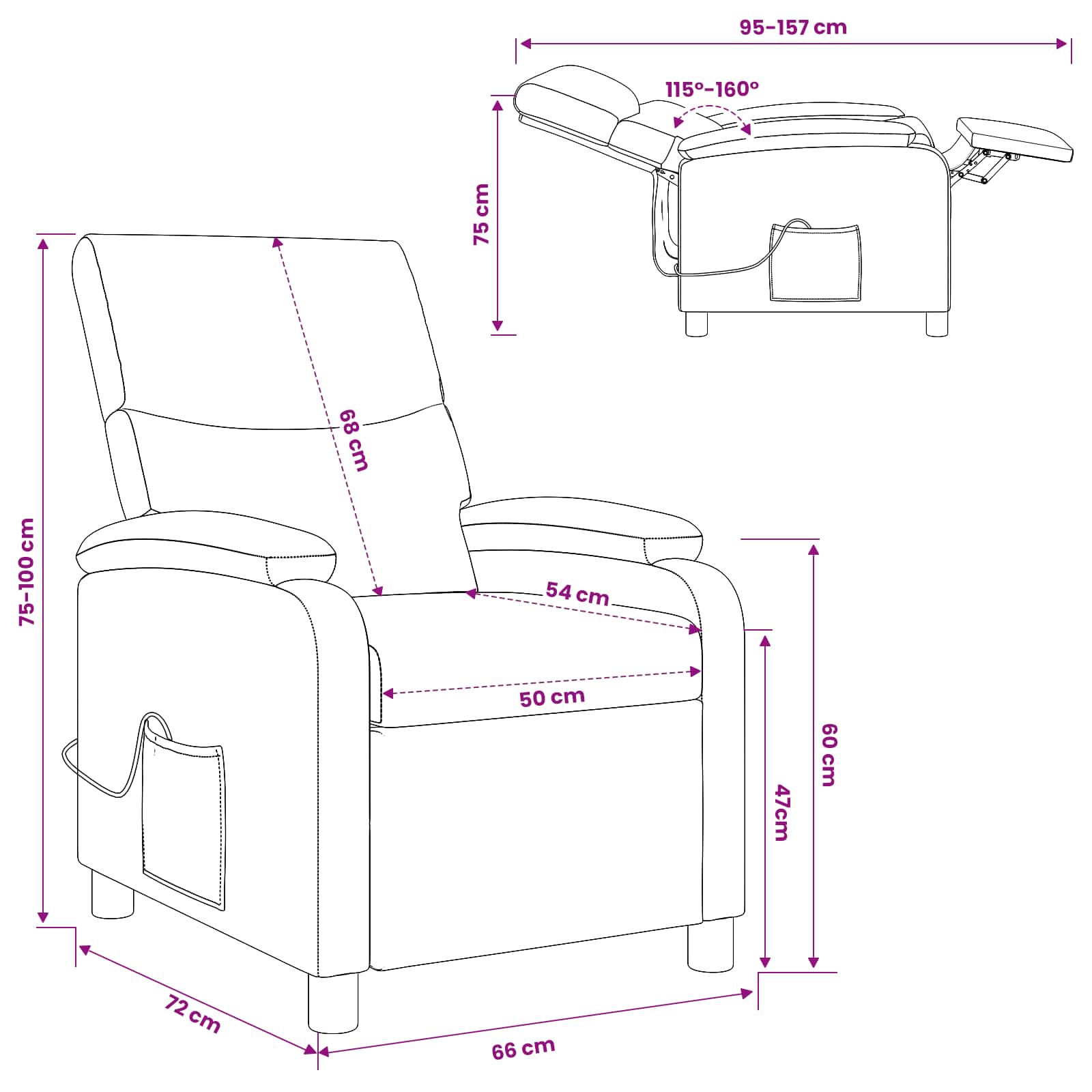 vidaXL Fotel masujący Szary chmur tkanina