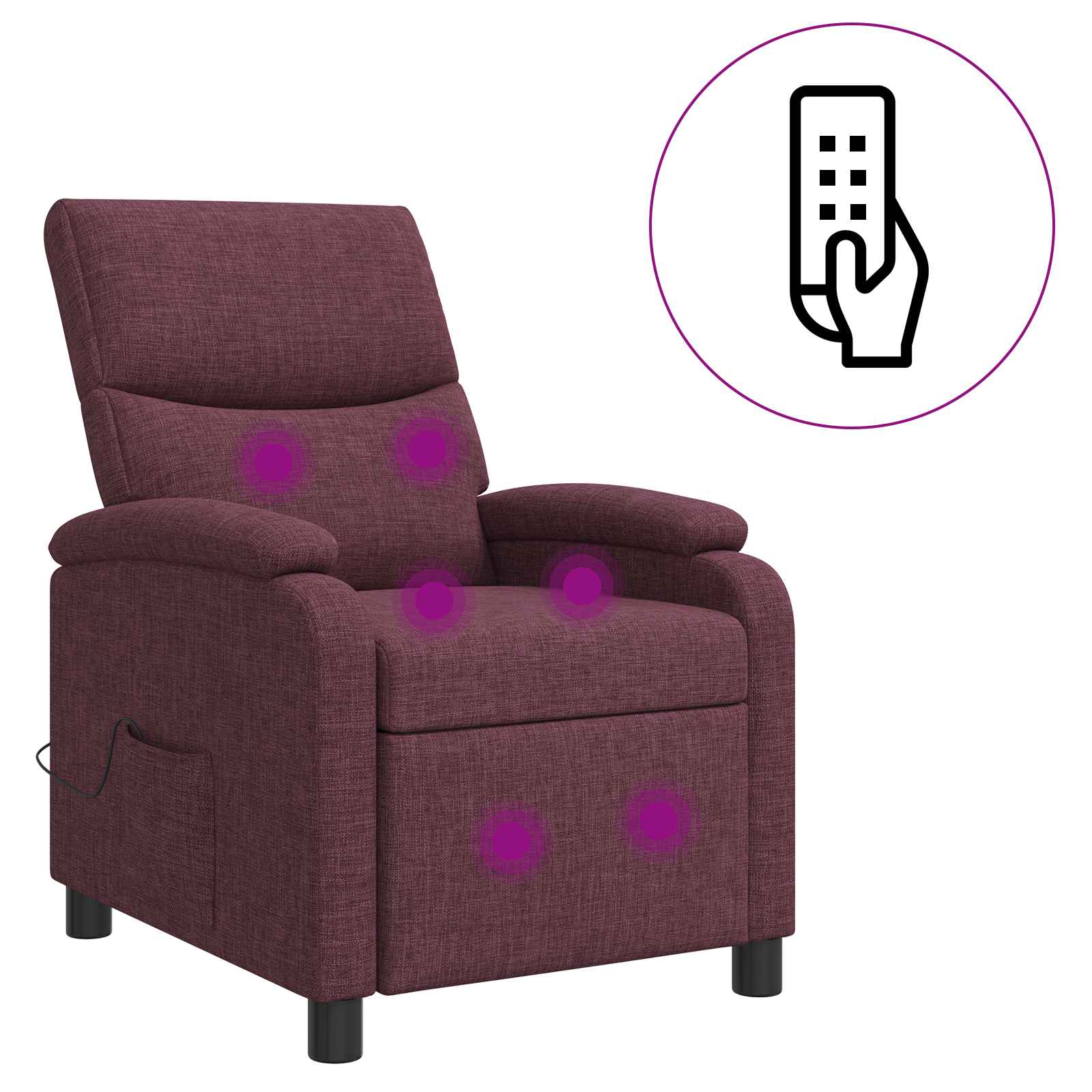 vidaXL Fotel masujący Fioletowy tkanina