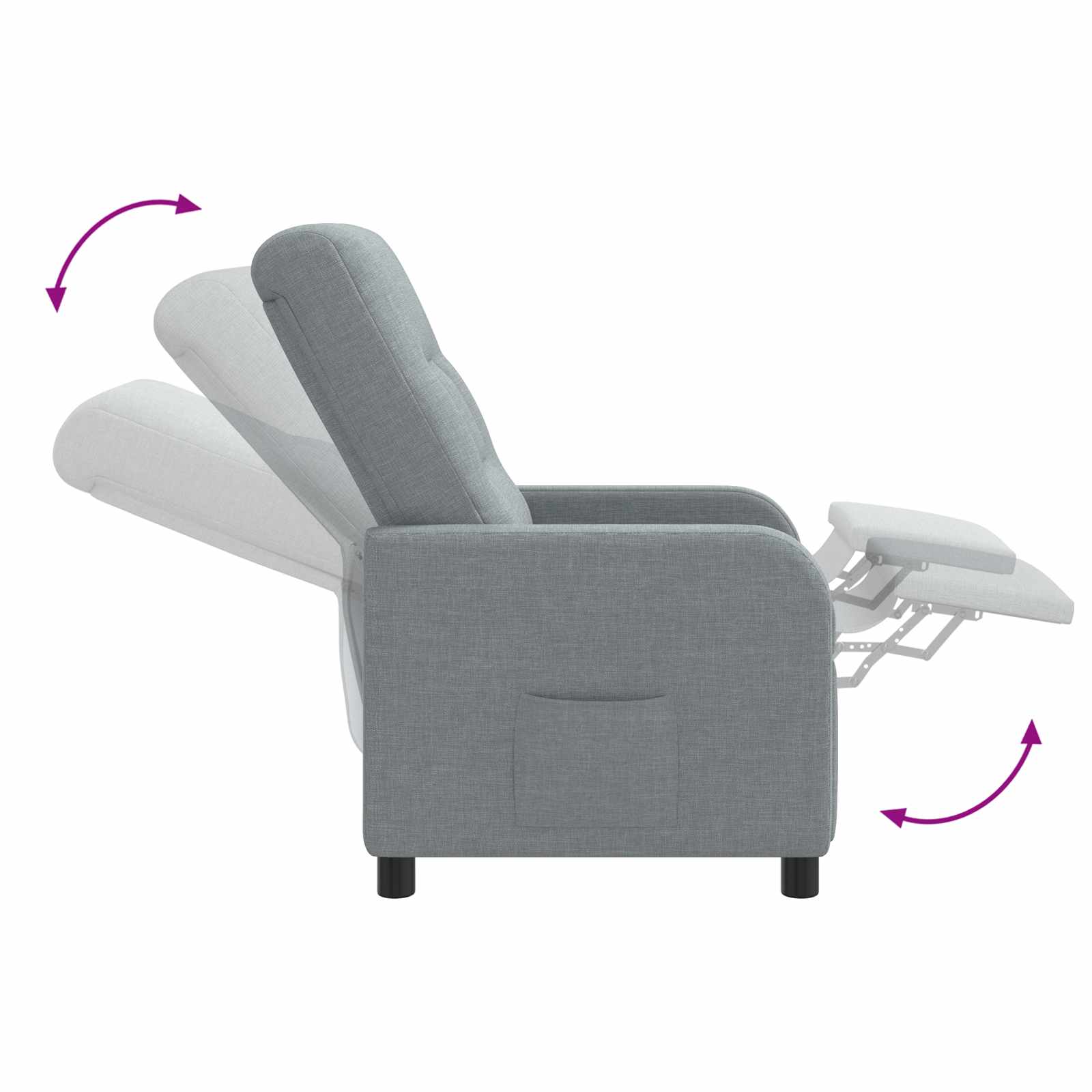 vidaXL Fotel recliner jasnoszary tkanina