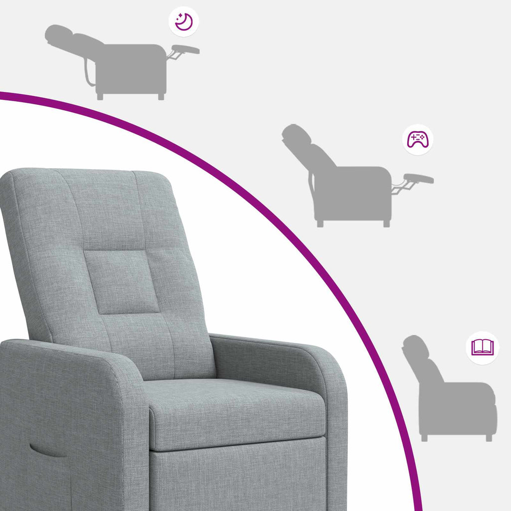 vidaXL Fotel recliner jasnoszary tkanina