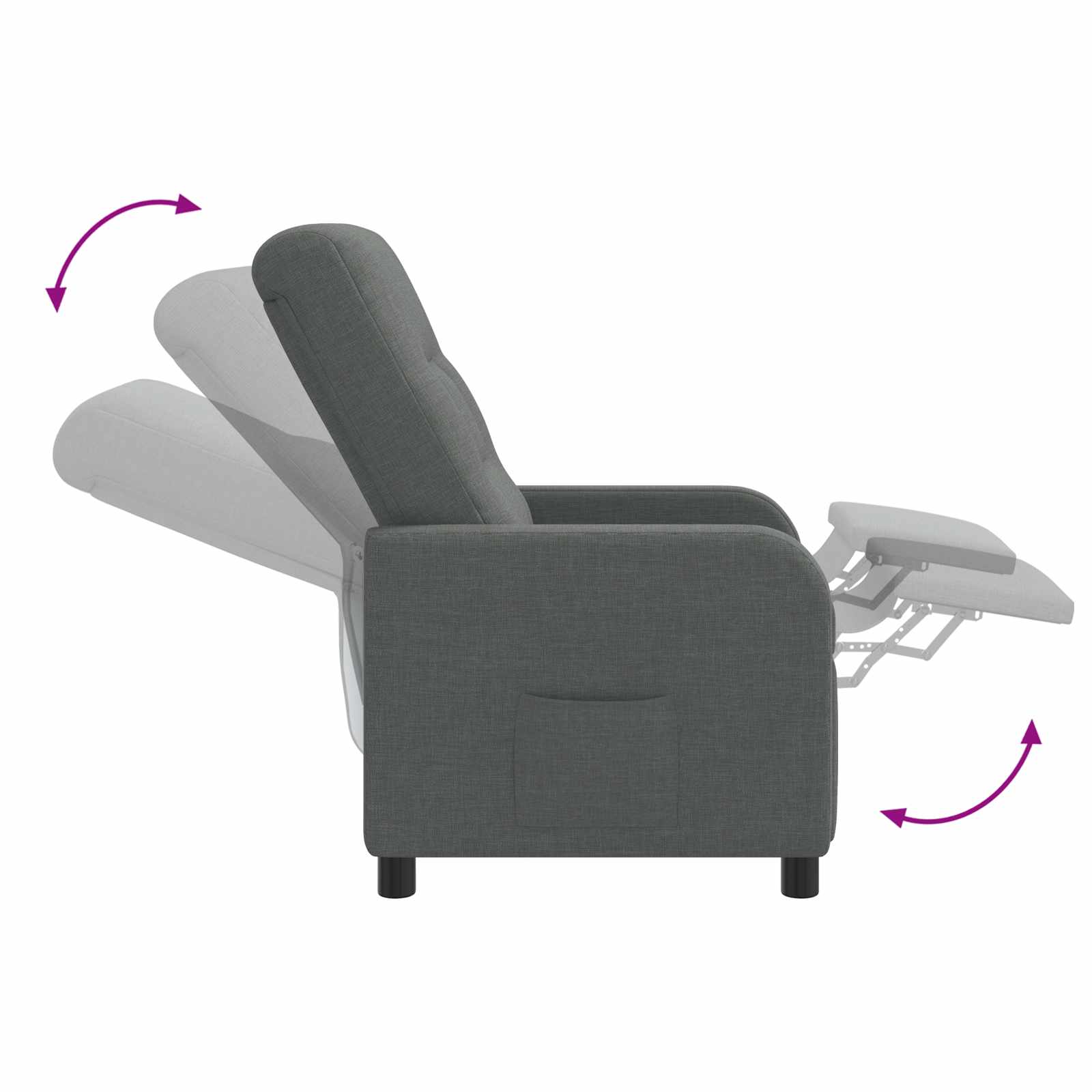 vidaXL Fotel recliner ciemnoszary tkanina