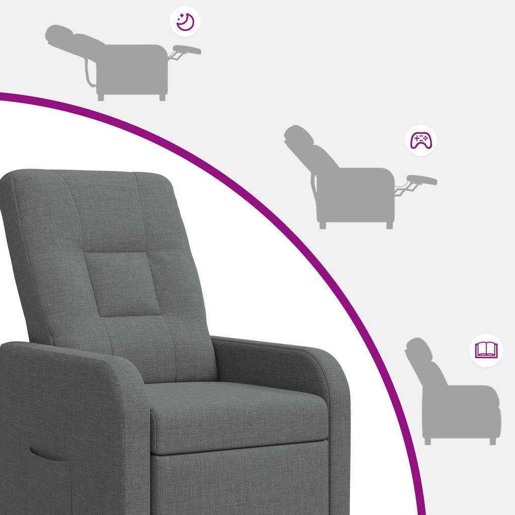 vidaXL Fotel recliner ciemnoszary tkanina