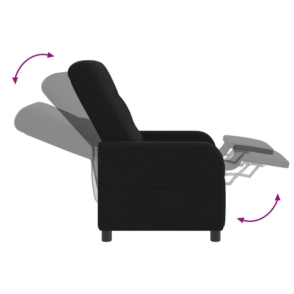 vidaXL Fotel recliner Czarny tkanina
