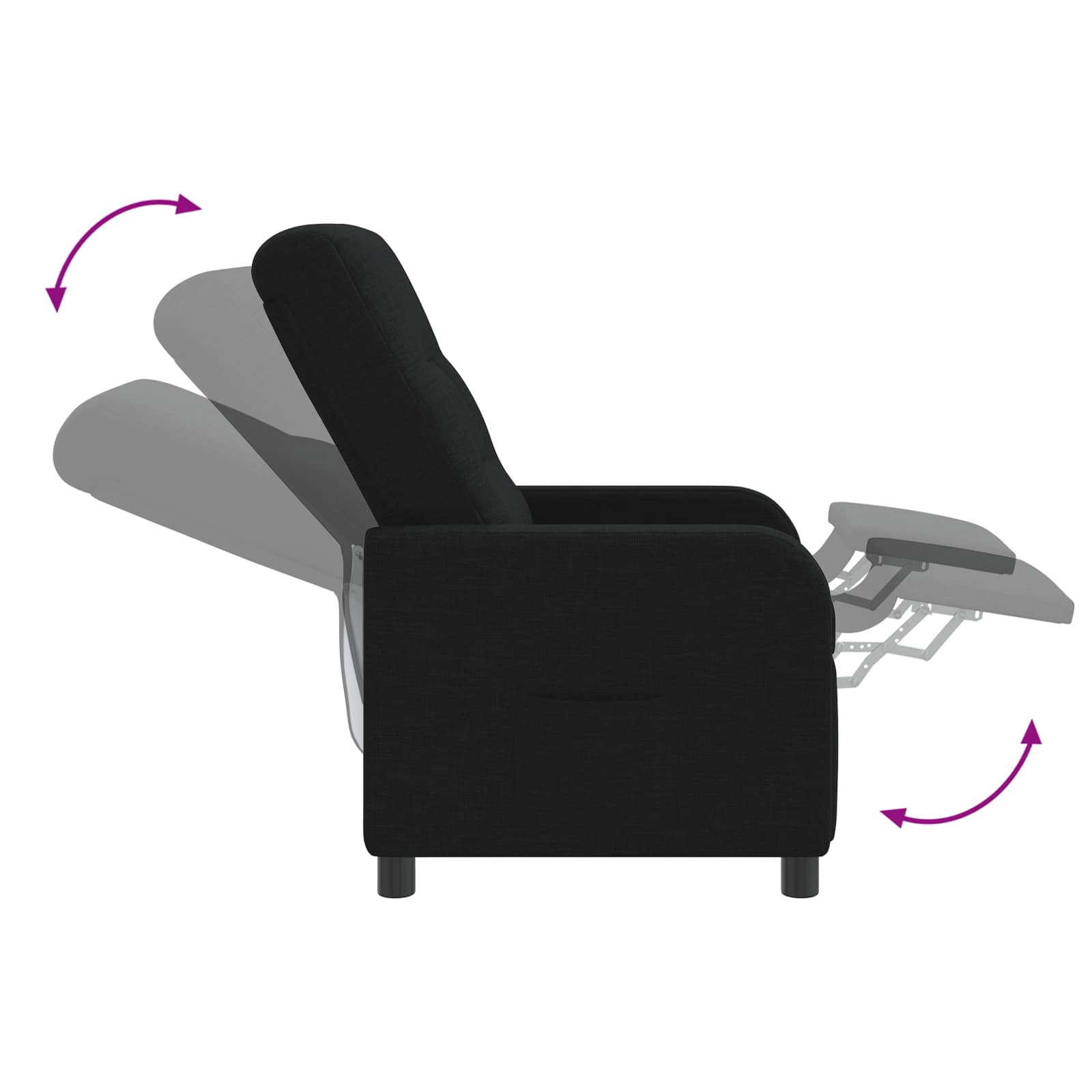 vidaXL Fotel recliner Czarny tkanina