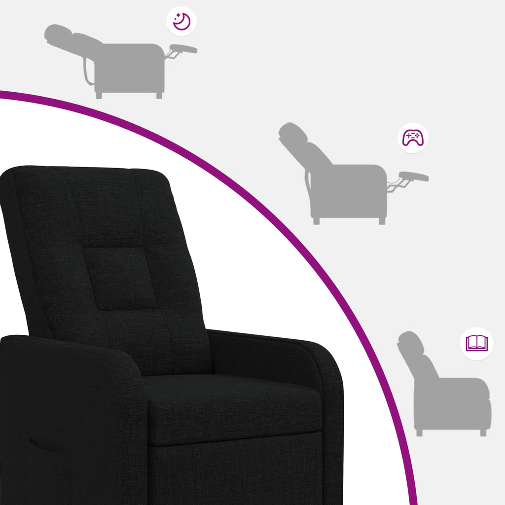vidaXL Fotel recliner Czarny tkanina