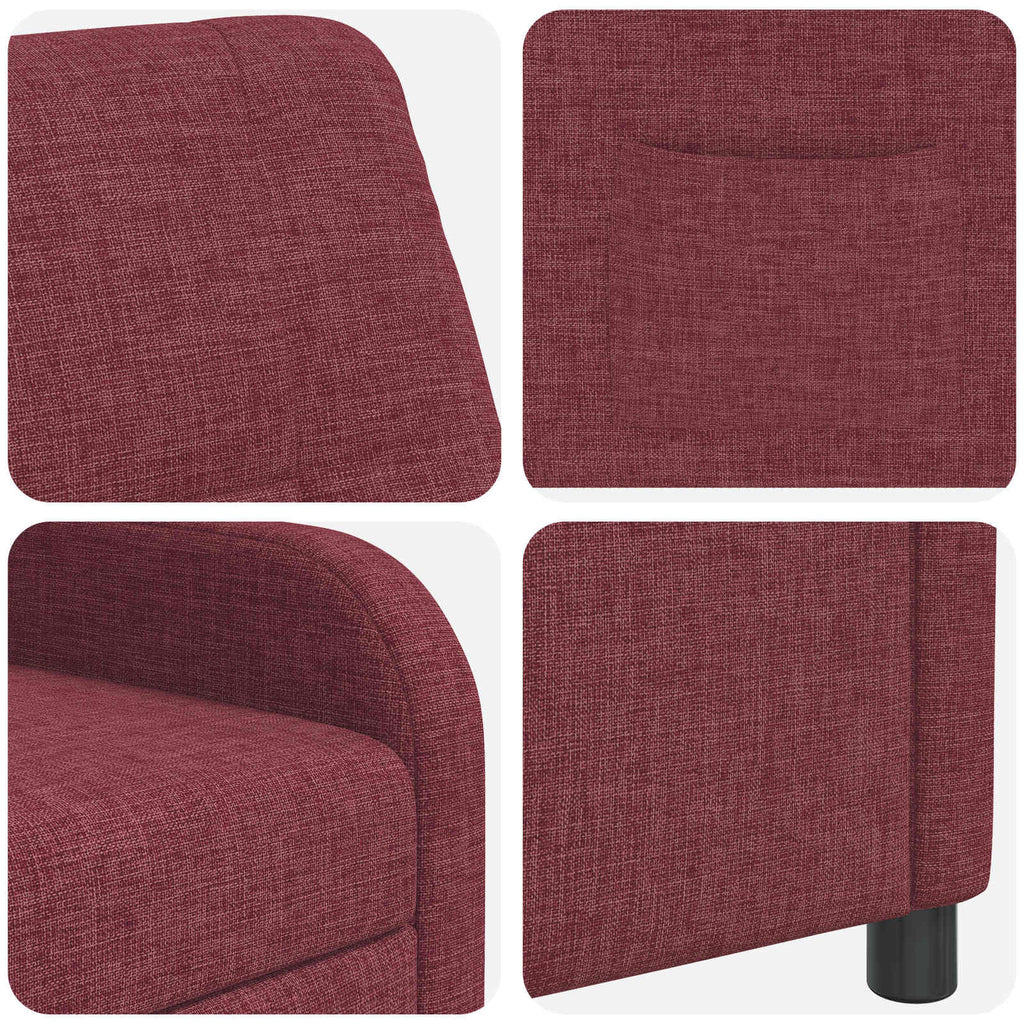 vidaXL Fotel recliner Czerwone wino tkanina