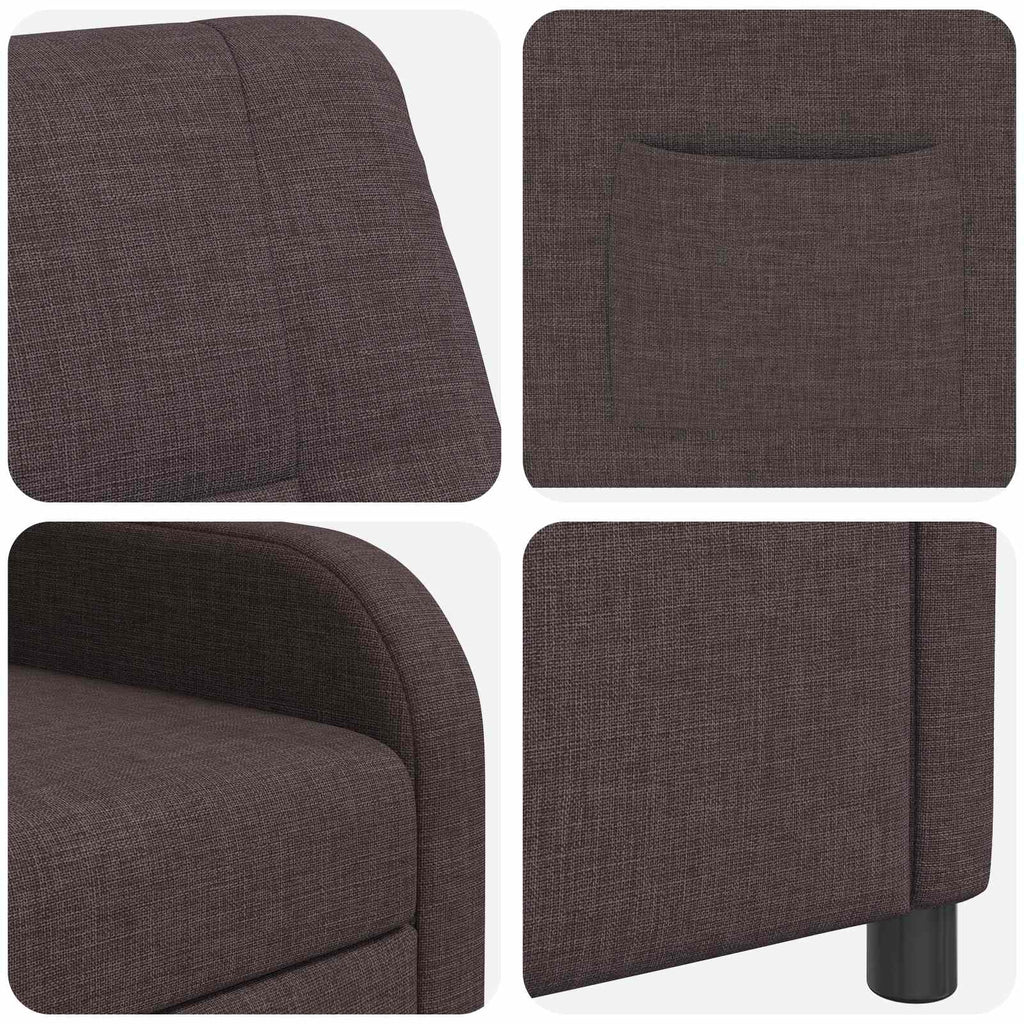 vidaXL Fotel recliner Ciemny brąz tkanina