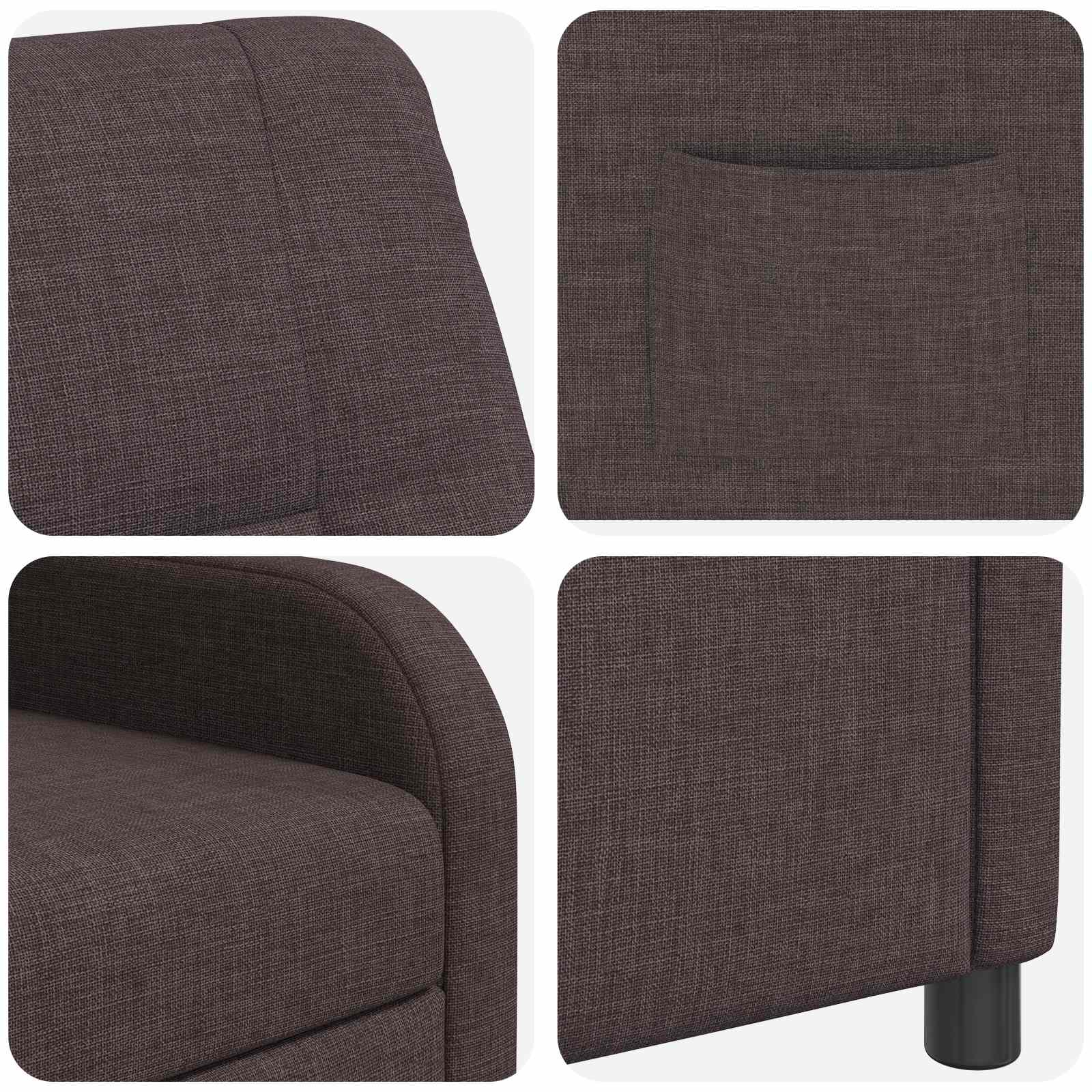 vidaXL Fotel recliner Ciemny brąz tkanina