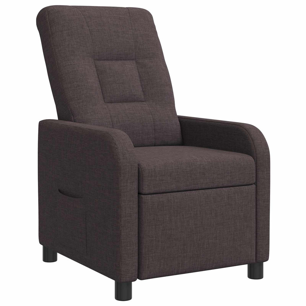 vidaXL Fotel recliner Ciemny brąz tkanina