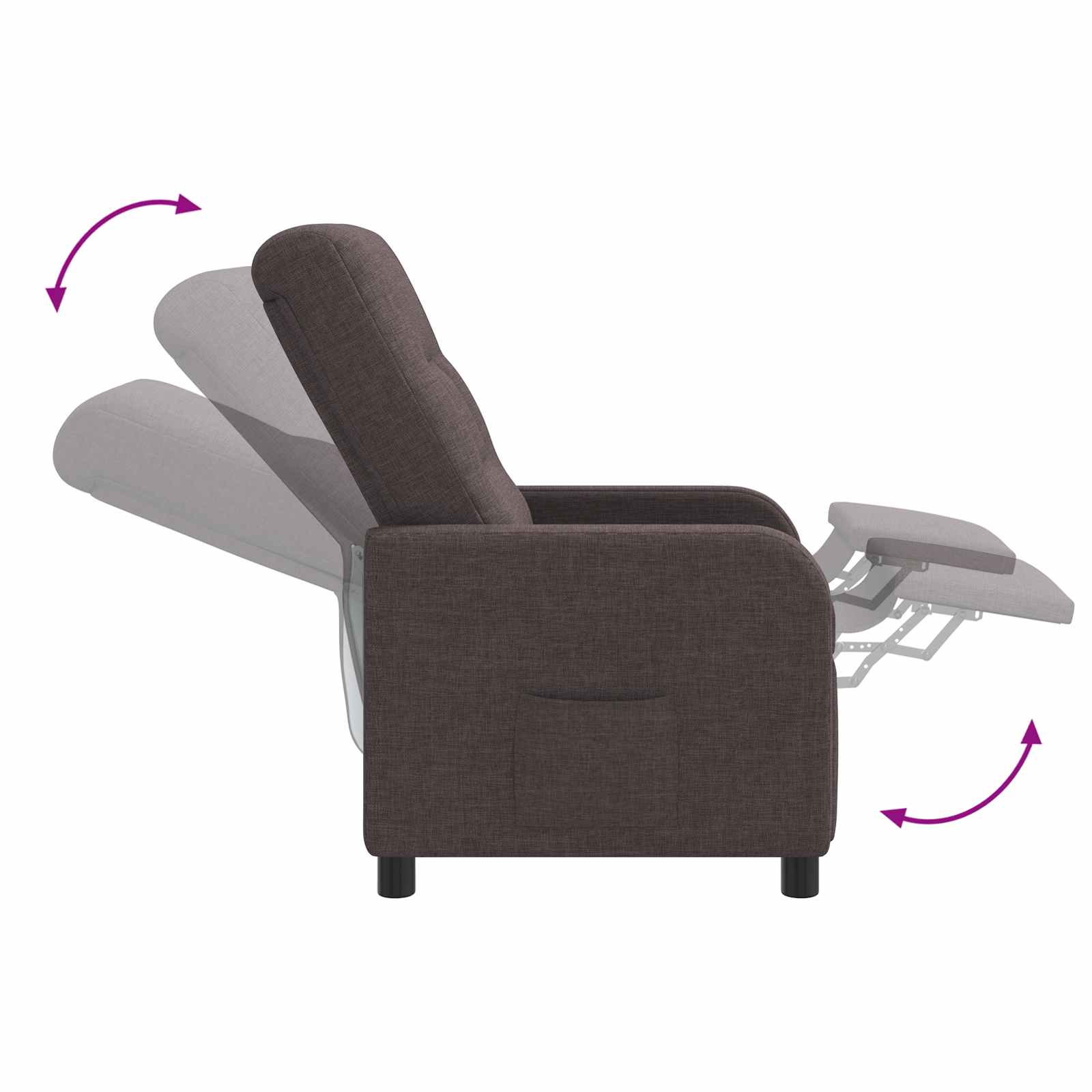 vidaXL Fotel recliner Ciemny brąz tkanina