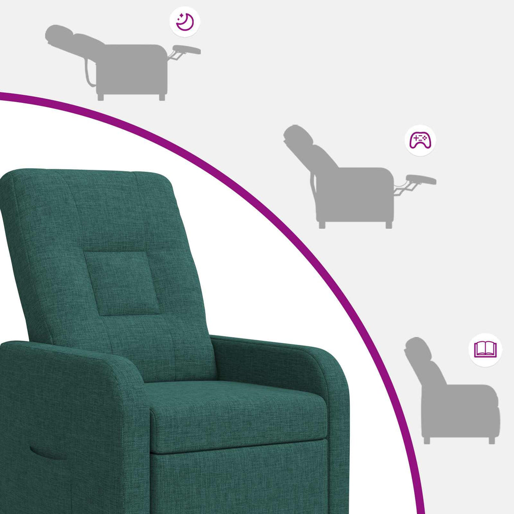 vidaXL Fotel recliner Ciemnozielony tkanina