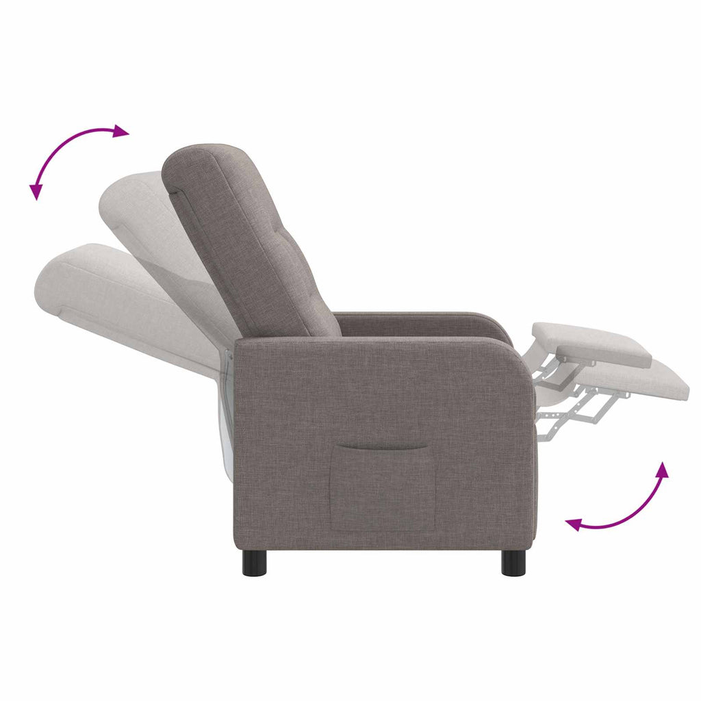 vidaXL Fotel recliner Ciemnoszary tkanina