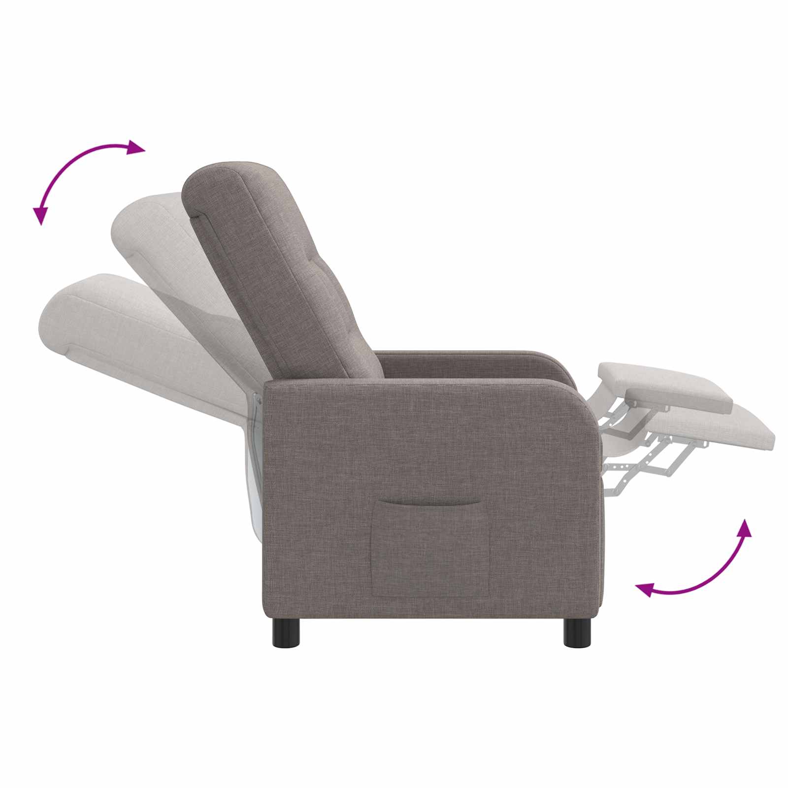 vidaXL Fotel recliner Ciemnoszary tkanina