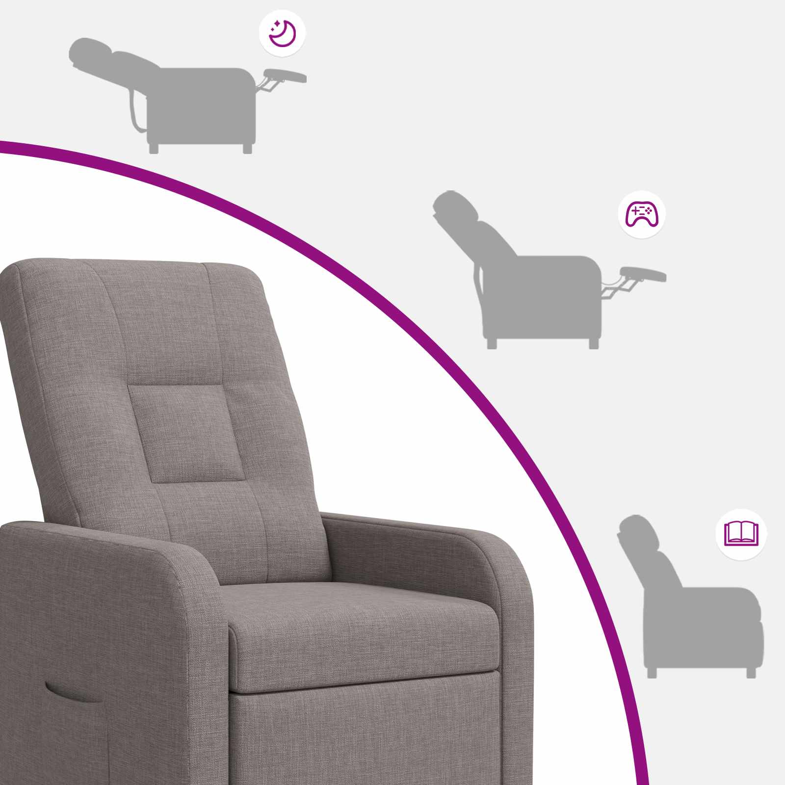 vidaXL Fotel recliner Ciemnoszary tkanina