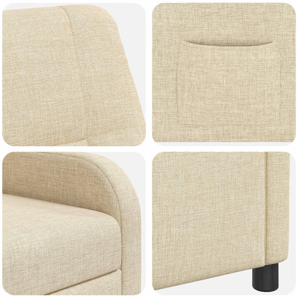vidaXL Fotel recliner kremowy tkanina