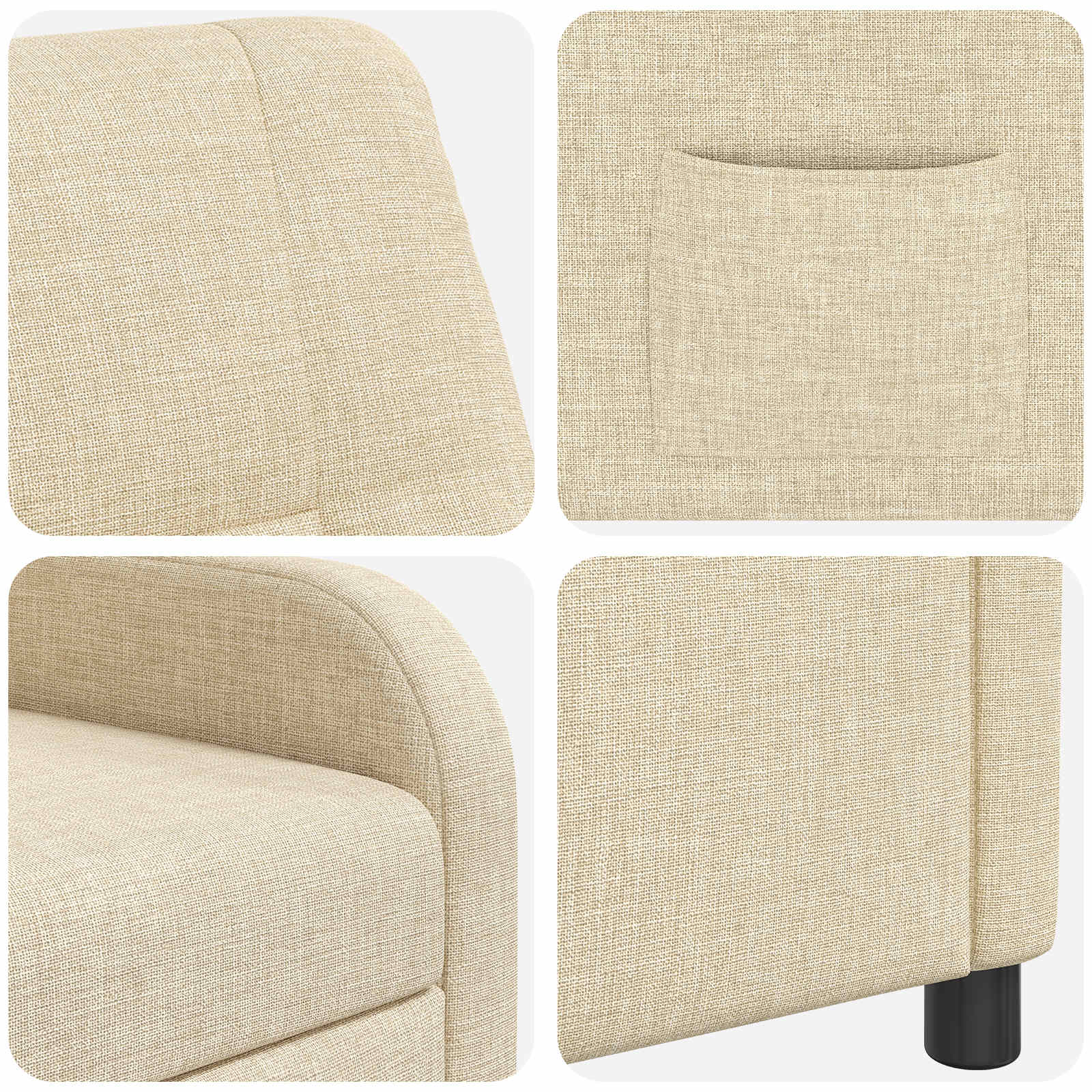 vidaXL Fotel recliner kremowy tkanina