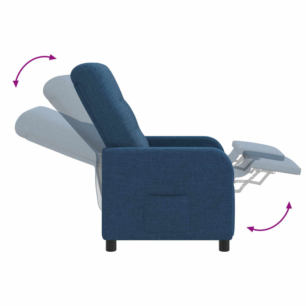 vidaXL Fotel recliner niebieski tkanina
