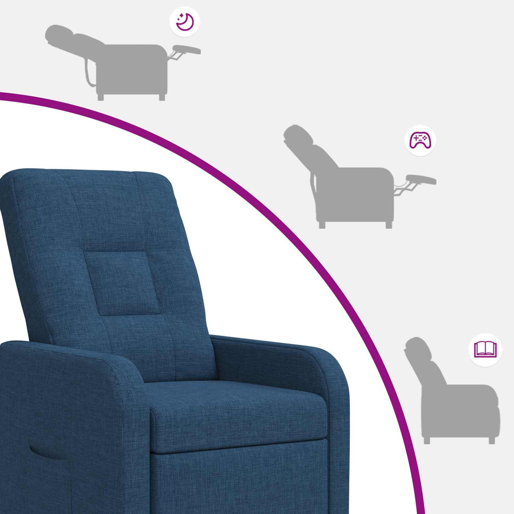vidaXL Fotel recliner niebieski tkanina
