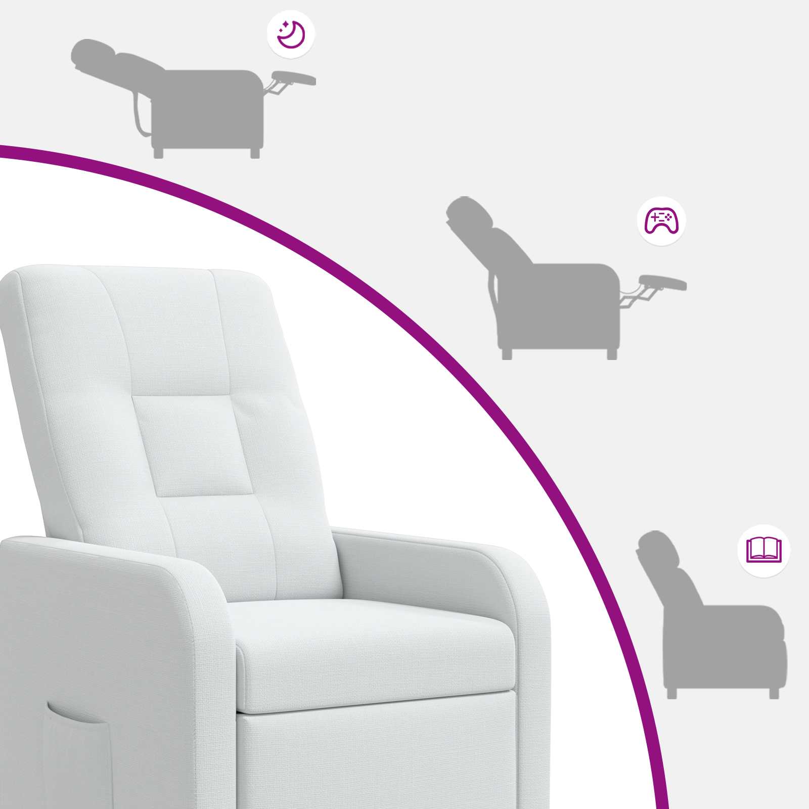 vidaXL Fotel recliner Biały tkanina