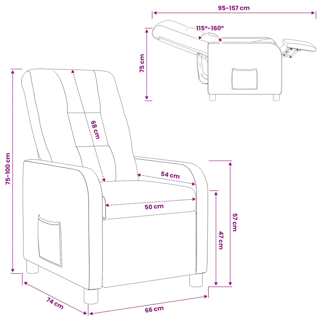 vidaXL Fotel recliner Biały tkanina