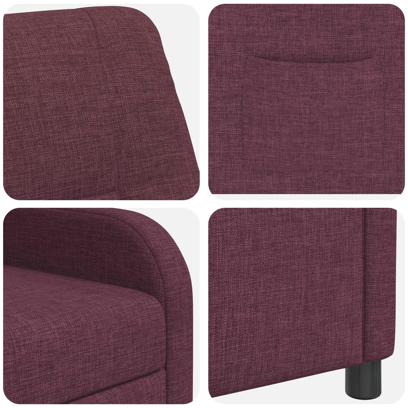 vidaXL Fotel recliner Fioletowy tkanina