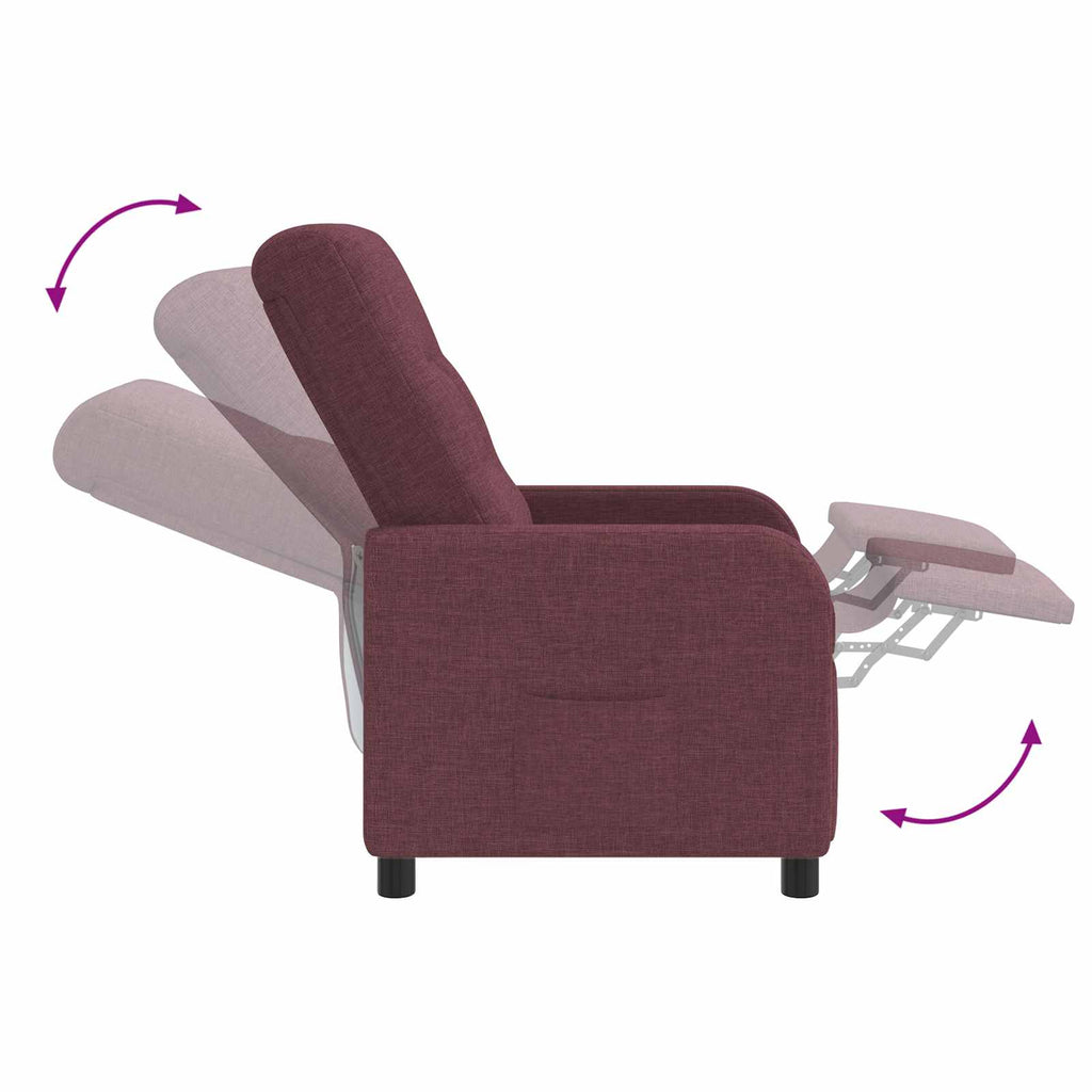 vidaXL Fotel recliner Fioletowy tkanina