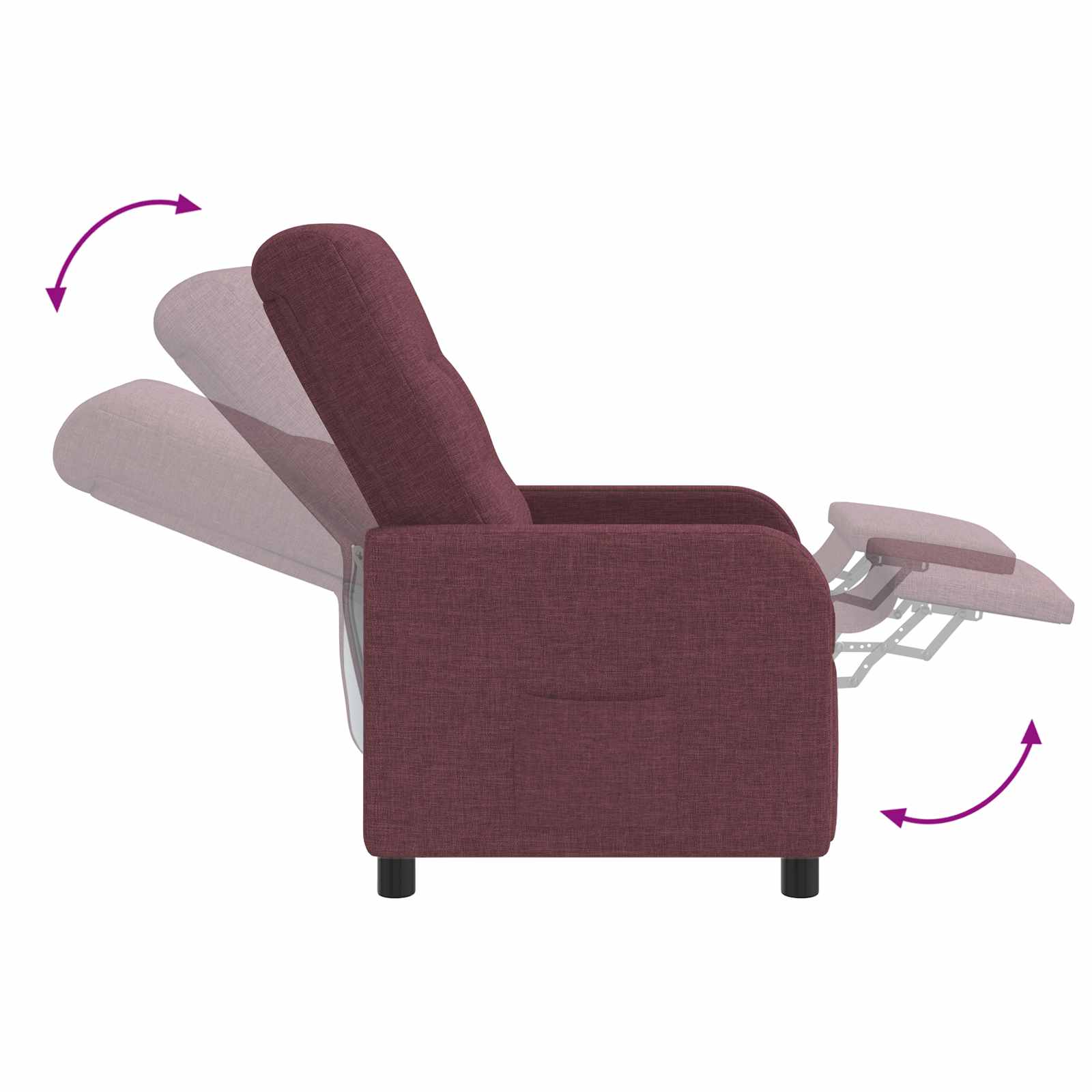 vidaXL Fotel recliner Fioletowy tkanina