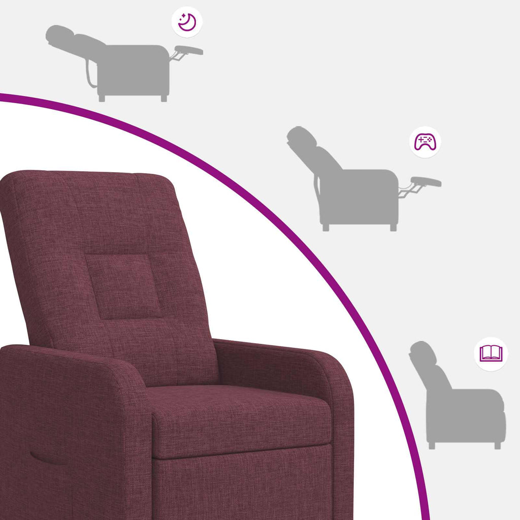vidaXL Fotel recliner Fioletowy tkanina