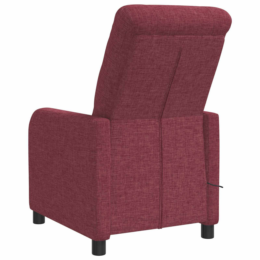 vidaXL Fotel masujący Czerwone wino tkanina