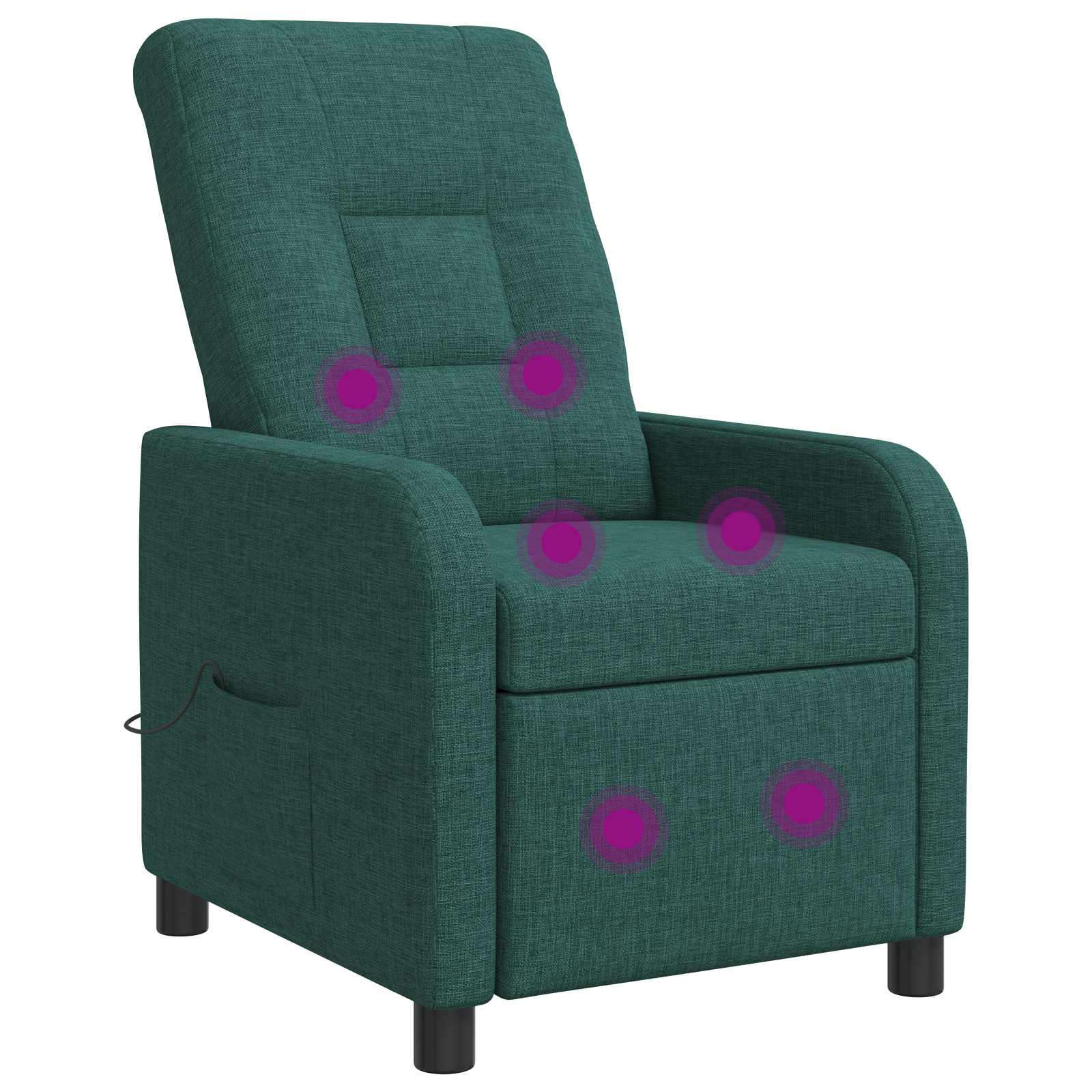 vidaXL Fotel masujący Ciemnozielony tkanina