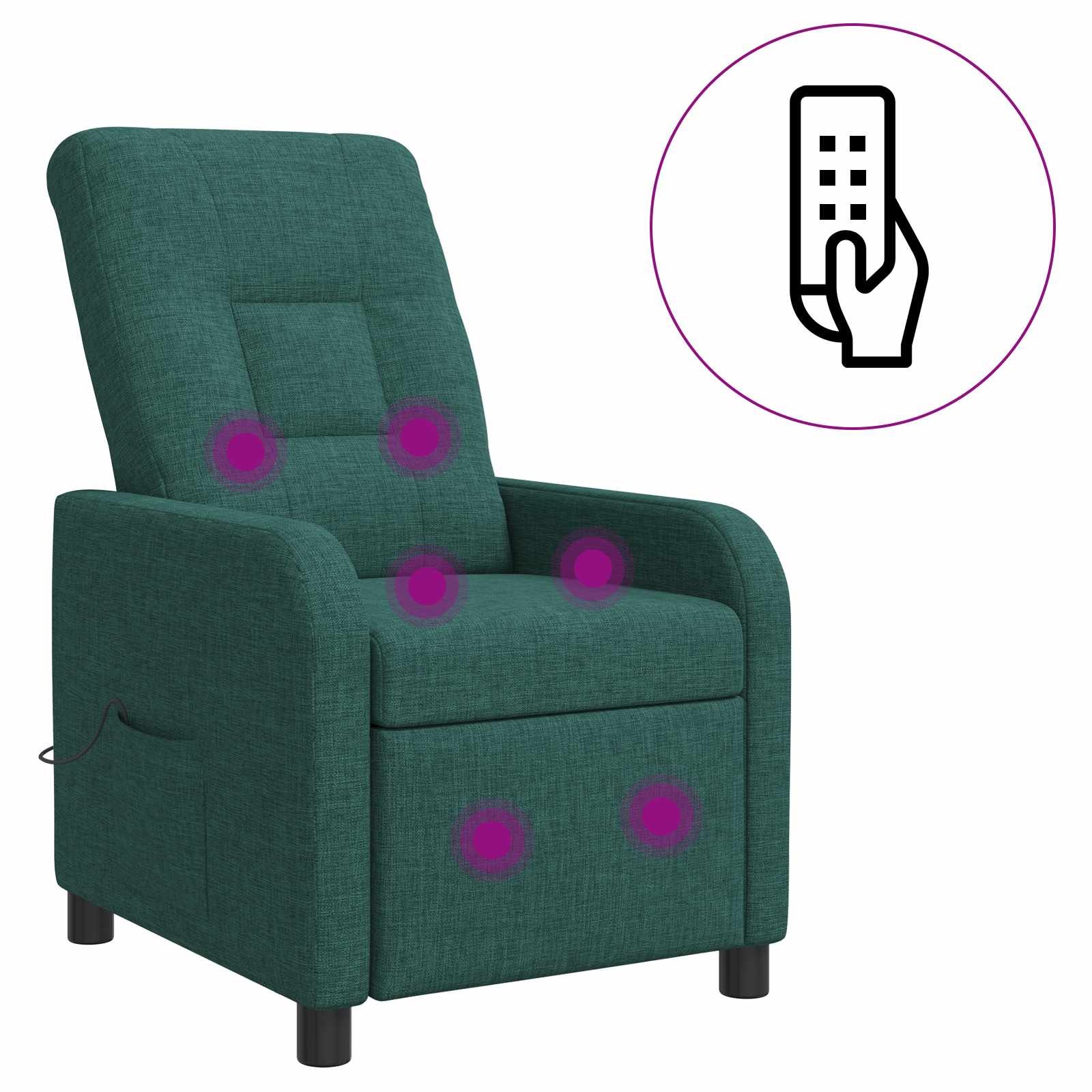 vidaXL Fotel masujący Ciemnozielony tkanina